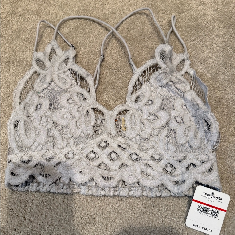 NWT Free People Adella Bralette in Light Gray sz XS